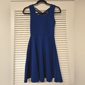 Rebel Sugar - Blue Lightweight Sleeveless Dress With Criss-Cross Back